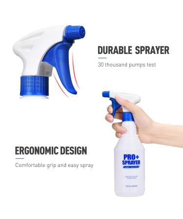 Airbee 16 Oz Plastic Spray Bottles 2 Pack - Professional Empty Spraying Bottles for Cleaning, Plants, Pets - Adjustable Nozzle, Measurements - Mist Water Sprayer - Buy Online on GoSupps.com