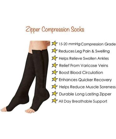 Buy Kingbridal Compression Stockings with Open Toe & Zipper - Knee High Graded Support for Men & Women Ideal for Running & Swelling Prevention - International Shipping Available - Buy Online on GoSupps.com