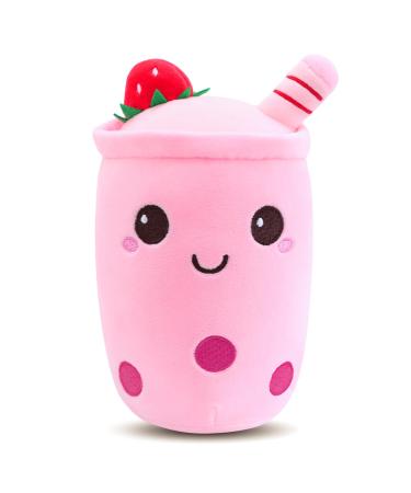 Guiffly Bubble Tea Plush Boba Plush Fluffy Stuffies Soft Toys Cuddle Pillow Cute Stuff Squish Mallow Plush Toy Fluffy Stuffies Boba Plushies Milk Tea Hugging Pillow Cuddle Cushion Pink