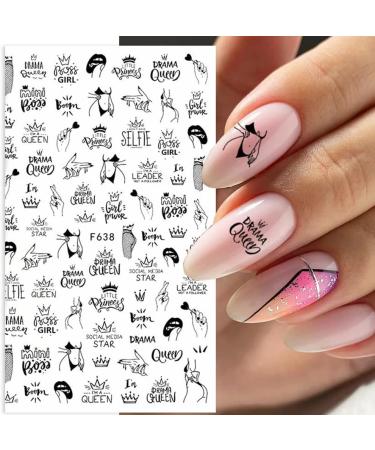 Black Nail Art Stickers Decals - 8 Sheets Love 3D Nail Art Stickers for Valentine's Day Decoration - Buy Online on GoSupps.com