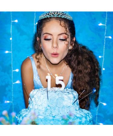Ahoney Teal Rhinestone Crown Tiara for Women - Princess Birthday Party Cosplay Halloween Costume Accessory - Buy Online on GoSupps.com