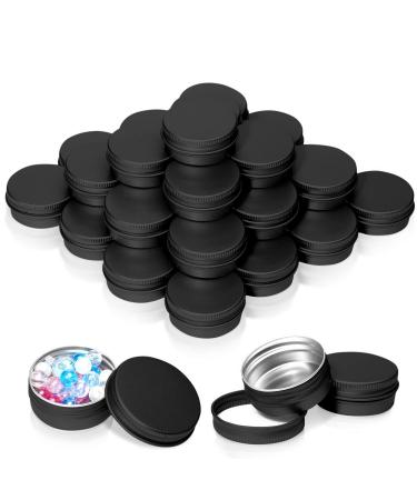 2 oz black tins with lids  Round Aluminum Cans  for Candles Cosmetic  Lip Balm  20Pcs.