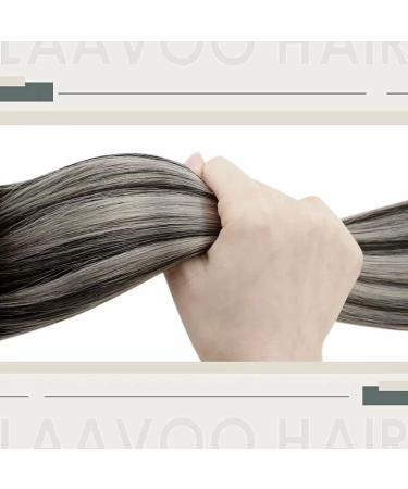 LaaVoo Microring Extensions - Real Hair Ombre Balayage Black & Silver | 45cm Cold Fusion Micro Ring Remy Hair Extensions | 1g/s | 50g #1/Silver - Buy Online on GoSupps.com