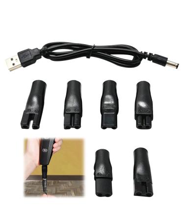 7PCS Shaver Charger Black Electric Shaver Chargers & Power Supplies Versatile Charging Solution Men Shaver Charger Cable Kit Bathroom and Toilet