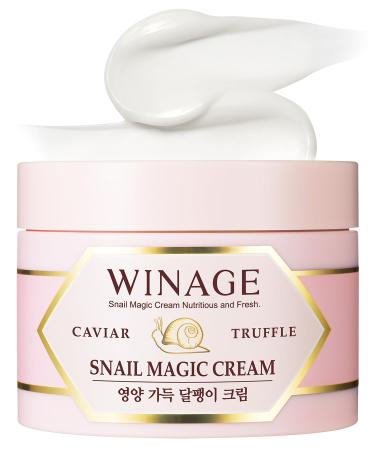 Coreana WINAGE Caviary Truffle Snail Cream - Korean Snail Mucin Moisturizer - Daily Repair Anti-Aging Cream for Face - Deep Hydration Rejuvenating Non-Sticky 3.5oz.