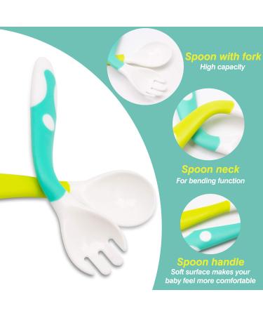 Novos Baby Utensils Set - Soft Grip Toddler Fork & Spoon with Travel Case | Perfect Feeding Learning Tool for Kids - Blue - Buy Online on GoSupps.com