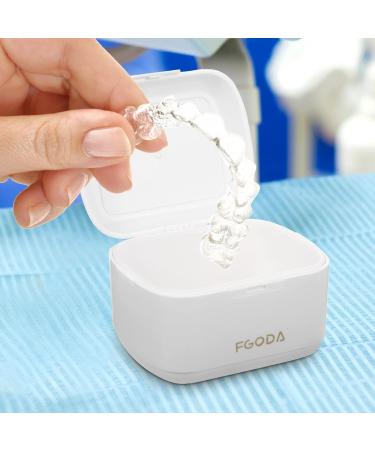 Denture Bath Case - Leakproof Portable Retainer & False Teeth Storage Box - Ideal for Office, Travel & Home - White - Buy Online on GoSupps.com