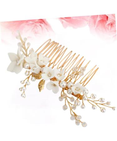 Lurrose Gold Tiara Head Piece for Wedding Bride Gold Hair Accessories Wedding Hair Comb Bridal Hair Pieces Pearl Bridal Headpiece Comb Bride Hair Comb Alloy Hair Comb Wedding Headdress - Buy Online on GoSupps.com