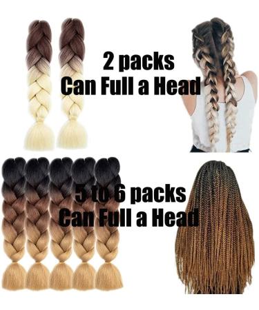 Fanyu Ombre Braiding Hair Extensions - 3 Packs Kanekalon Jumbo 24 Inch Synthetic Hair for Crochet Twists (Black-Dark Brown-Bright Brown) - Buy Online on GoSupps.com