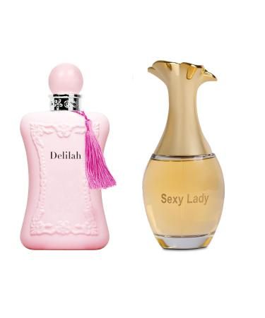 Women's Delilah&Sexy Lady Perfume Set Romantic Floral Scent Eau De Parfum Spray for Women 3.4 Fl Oz Each Bottle Daily Used Fragrance
