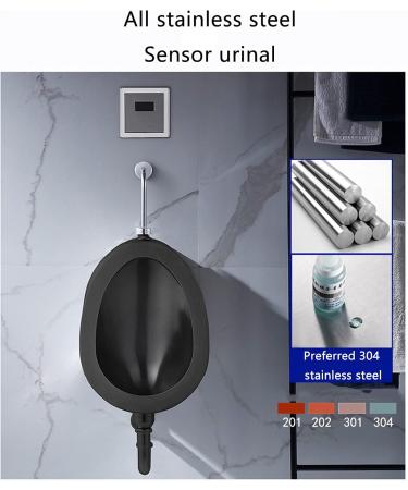Household Items Men's Urinal Trough Commercial Washout Urinal Intelligent Touchless Stainless Steel Urinal Black Bathroom Wall Mounted Urinal Toilet Accessory for Home - Buy Online on GoSupps.com