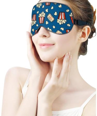Popcorn and Movie Tickets Sleep Mask - Adjustable Strap Blindfold for Men & Women - Blocks Light for Night Travel Nap - Buy Online on GoSupps.com