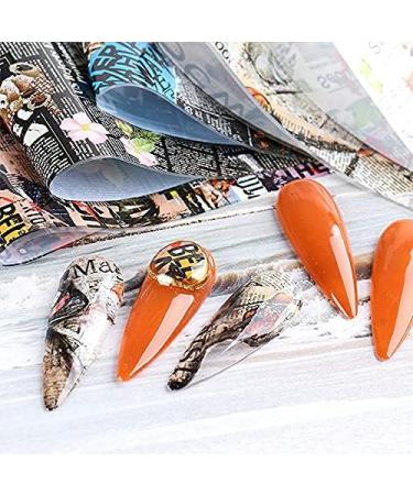 CHANGAR 10 Sheets Nail Foil Sticker Newspaper Magazine Style Foil Transfer Nail Decals Nail Foil Adhesive Stickers Starry Sky Manicure Transfer Tips Nail Art DIY Decoration - Buy Online on GoSupps.com