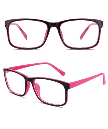 CGID CN12 Glasses Extra Narrow Frame! Slim Rectangle Nerd Clear Glasses A Black Pink - Buy Online on GoSupps.com