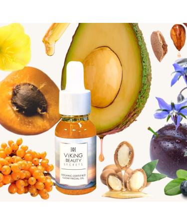 Organic Glow Facial Oil | Hydrating Face Oil with 11 Organic Oils & Nordic Berries | Unisex Face Oil - 0.5 fl oz - Buy Online on GoSupps.com