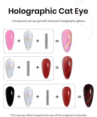 Beetles 15ml Holographic Cat Eye Gel Polish with Magnetic Stick - Rainbow Effect | Soak Off UV Polish for DIY Nail Art | Fall & Christmas Nails - Buy Online on GoSupps.com