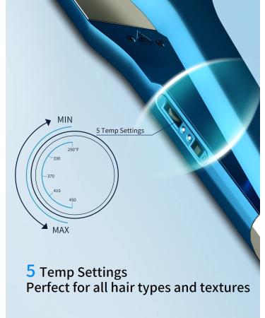 Nano Titanium Hair Straightener 1.7 Wide Flat Iron | MCH Straightening Iron for Fast Results | 5 Temp Settings | Dual Voltage Blue Straightener - Buy Online on GoSupps.com