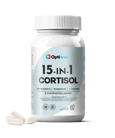 Optiwav Cortisol Detox Supplement for Women Men - Control & Lowering High Cortisol Level - Balance Calm Stress Relief Cleanse Adrenal Health Support - Magnesium Ashwagandha Cortisol Blocker Reducer
