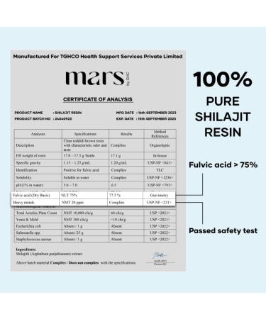 Mars Himalayan Shilajit Gold Resin Organically Extracted from High-Altitude Himalayas | Supports Natural Energy, Vitality & Wellness | 15g - Pack of 1 1 Ounce (Pack of 1) - Buy Online on GoSupps.com