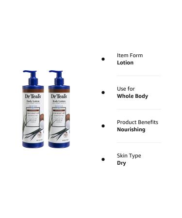 Dr Teal's Coconut Oil Body Lotion Gift Set - (2 Pack 18oz Ea.) - Shea & Cocoa Butter Infused - Softens & Moisturizes Skin - Essential Oils for Renewal & Nourishment - Buy Online on GoSupps.com