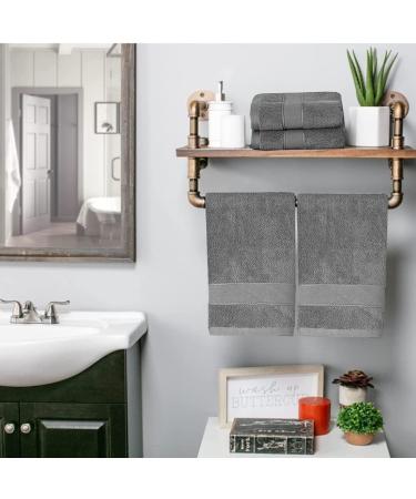 Pupopik 2 Pack Hand Towels - 100% Cotton, Highly Absorbent & Quick Dry (14 x 30 Inch) - Gray Towels for Bathroom, Hotel, Kitchen & Spa - Buy Online on GoSupps.com