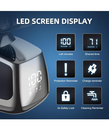 Qhecomce Head Shavers for Men 6-in-1 Elctric Razor for Bald Men 7D Wet/Dry Cordless Men's Electric Shaver Waterproof Grooming Kit - Wireless and Type-C Charging (Black&Silver) - Buy Online on GoSupps.com