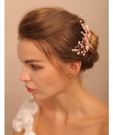 Deniferymakeup Rose Gold Hair Clip Pin Bridal Rhinestone Crystals Flower Hair Pins Set for Bride Women Girl - Buy Online on GoSupps.com