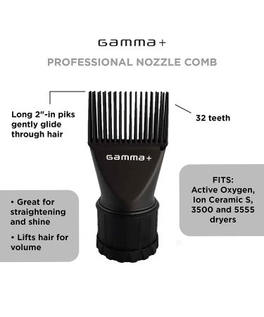 GAMMA+ Professional Hair Dryer Comb Attachment - 32 Teeth Black | Fits 1.5 Diameter Dryers - Buy Online on GoSupps.com