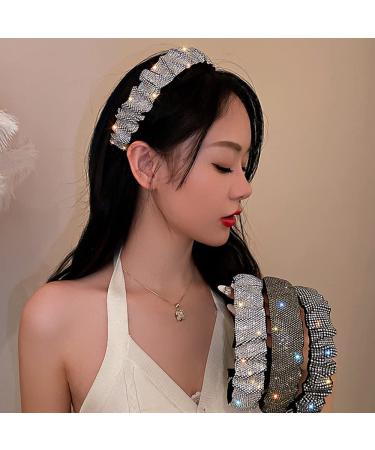Wiwpar Rhinestone Beaded Headband for Women Girls - Wide Sparkle Hair Hoop for Party - Silver Headwear Accessories - Buy Online on GoSupps.com