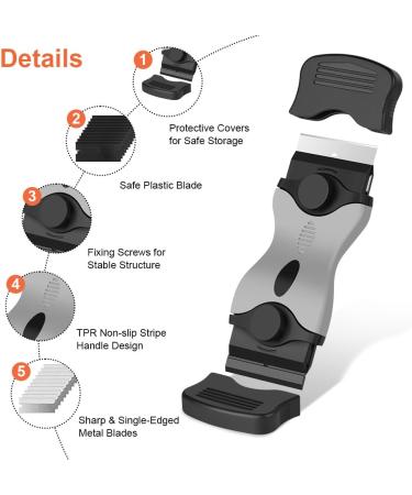 Flintronic 2-Piece Ceramic Hob Scraper Set Stainless Steel & Plastic Blades for Kitchen Scratching & Cleaning - Buy Online on GoSupps.com