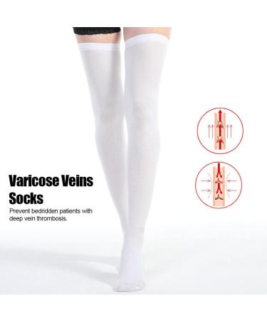 Flbirret Varicose Vein Stockings - Anti-Slip Compression Socks for Swelling, Pain, Skin Ulcers (White, Small) - Buy Online on GoSupps.com
