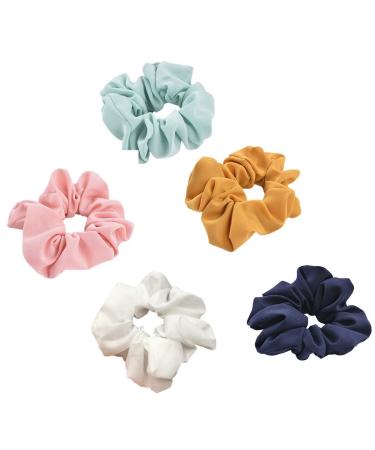 ILOVEDIY 5 pieces hair tie hair band scrunchies set braid rubber for ponytail black mint pink
