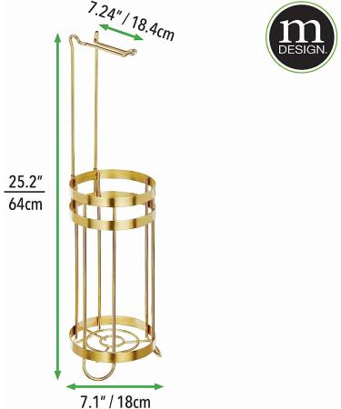 mDesign Soft Brass Toilet Paper Holder Stand with Storage - Holds 3 Spare Rolls - Free Standing Dispenser for Mega Rolls - Ideal for Bathrooms/Powder Rooms - Buy Online on GoSupps.com