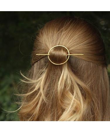 Prosy vintage hair clip with rod simple minimalist metal geometric hair clip gold hair accessories hair clip for women and girls (silver) gold silver