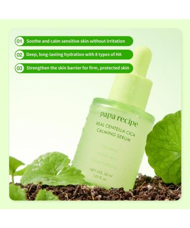 Papa Recipe Real Centella Cica Calming Serum 30ml 1.01 Fl Oz - Intensive Calming Care Centella + Panthenol Formula Lightweight Hydration Redness Relief Serum Korean Skincare - Buy Online on GoSupps.com