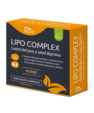 D2 Nature Lipo Complex 16 Sticks | Helps Control Lipids in Abdomen Hips Legs Back & Arms | 4 in 1 | 16 Day Supply | Sachet per Day D2 Nature
