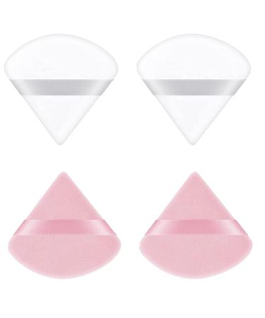 Triangle makeup powder quaste 2/4 piece of face sponge powder puff washable reusable makeup sponge wet dry make -up tool for loose powder or foundation rouge 4 pieces (pink / 4 pieces (pink / white)