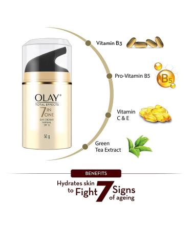 Ol...ay Total Effects Day Cream SPF 15 - Fights 7 Signs of Aging with Niacinamide & Green Tea - Suitable for All Skin Types - 50g - Buy Online on GoSupps.com