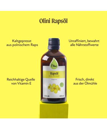 Olini Cold-Pressed Rapeseed Oil 500ml - Fresh Unprocessed Vegan & Gluten-Free - Rich in Unsaturated Fatty Acids & Vitamin E - Direct from Manufacturer - Buy Online on GoSupps.com