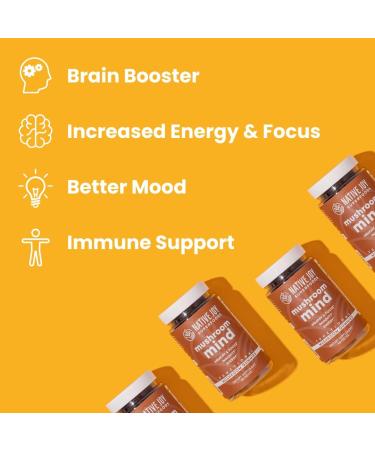 Native Joy Mushroom Mind Gummies - Immune System & Brain Boost - Lions Mane, Cordyceps, Reishi - Natural Energy & Focus - 60 Count - Buy Online on GoSupps.com