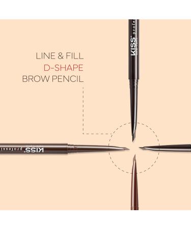Kiss New York Professional Eyebrow Pencil - Dual-Sided Retractable Brow Definer D-Shape Design Cruelty-Free Silky Smooth Texture - Chocolate Brown - Buy Online on GoSupps.com