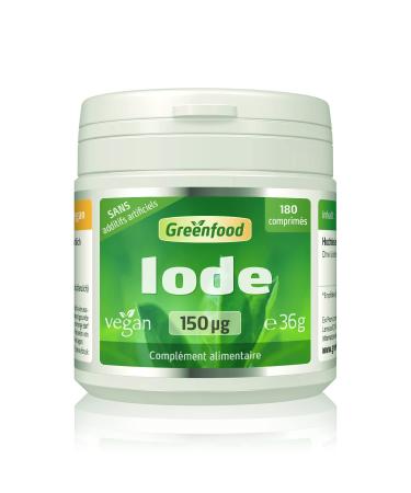 Greenfood Iodine, 150 µg, 180 tablets, vegan - important for normal energy metabolism. No artificial additives. No geneticall