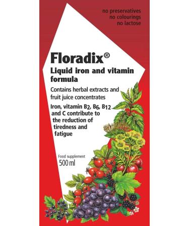 Flora Floradix Iron + Herbs Liquid Supplement - 17 fl oz (500mL) - Buy Online on GoSupps.com