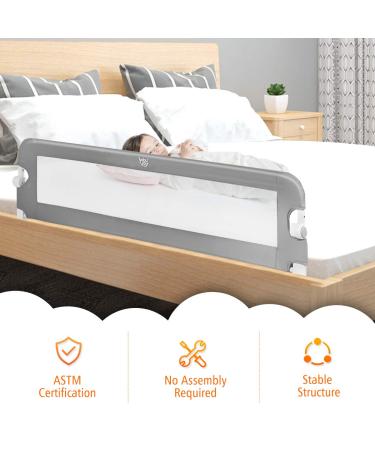BABY JOY Toddler Bed Rail 59-Inch Grey Swing Down Safety Guard for Crib, Twin, Double, Full, Queen & King Size Mattress - Buy Online on GoSupps.com