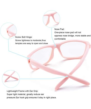 Kids Blue Light Blocking Glasses | Computer Gaming Screen Glasses for Boys Girls 5-13 | Flexible Frame | Square/Pink - Buy Online on GoSupps.com