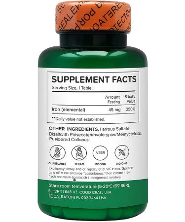 H4U Slow Release Iron Supplement (45mg) for Iron Deficiency - Complete Blood Support Formula. Increase Iron Levels Without Side Effects: High Potency Easy-to-Swallow Tablets - 30 Count. - Buy Online on GoSupps.com