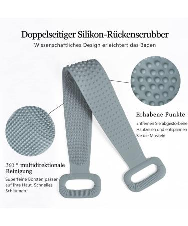 Buy Inmorven Gray Silicone Back Brush - 91cm Body Scrubbing Massage Brush for Thorough Cleaning - Perfect Bathing Aid - Buy Online on GoSupps.com