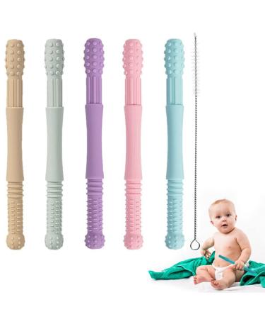 Bite ring baby bite tube baby silicone bite ring baby soft tooth sensory cake to small children toothed tooth toys with 1 cleaning brush