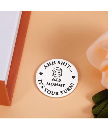 New Dad Mom Decision Coin - Funny Baby Gift for First-Time Parents | Pregnancy Announcement and Baby Shower Gift for New Moms and Dads | Perfect Father's Day Present - Buy Online on GoSupps.com