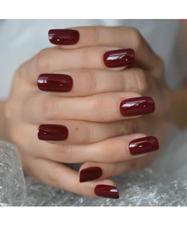 Medium Square Acrylic Artificial Nails for Women & Girls - Shiny & Durable 24-Piece Set | No Drying Time | Classic Nail Art - Buy Online on GoSupps.com